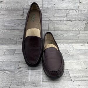 SAS Simplify Tripad Comfort Burgundy Leather Loafer Slip On Shoes Women Size 10N